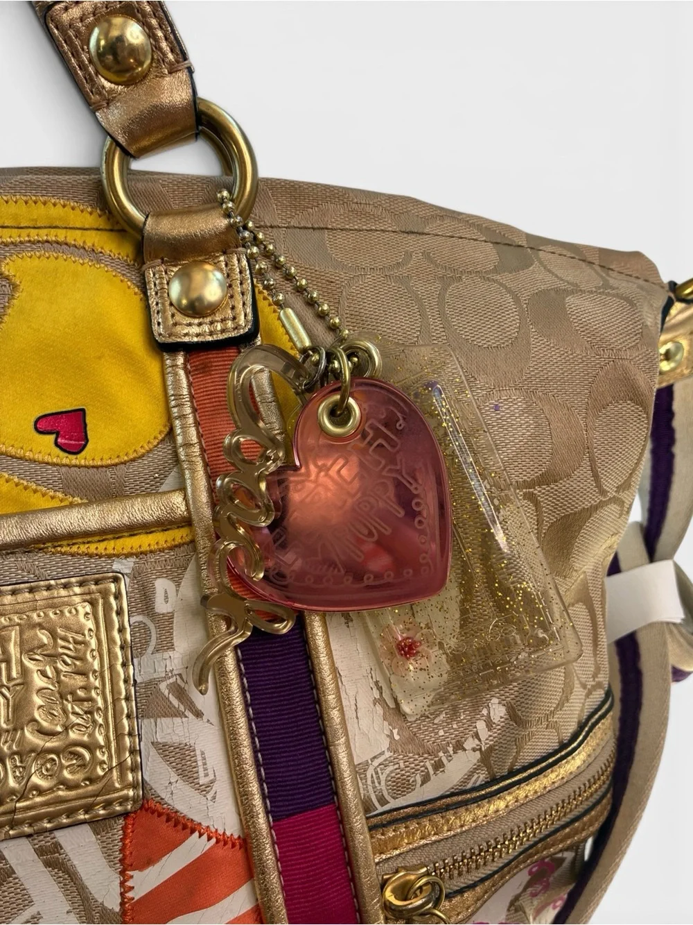 Coach Poppy Signature Dome Satchel Multicolor Y2K Limited Edition Bag - Picture 3 of 11